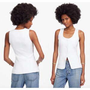 Madewell | NWT Scoopneck Cutaway Vest Salt White Tailored | Sz 14